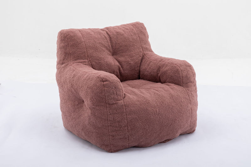 Soft Teddy Fabric Tufted Foam Bean Bag Chair With Teddy Fabric