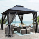 Patio Gazebo Tent With Ventilated Double Roof And Mosquito Net