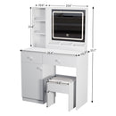 Fashion Vanity Desk With Mirror And Adjustable Lights, Makeup Table Set With 2 Drawers - White