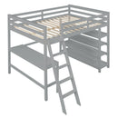 Loft Bed Full with desk,ladder,shelves , Grey