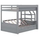 Wood Full Size Convertible Bunk Bed With Storage Staircase, Bedside Table, And 3 Drawers - Gray