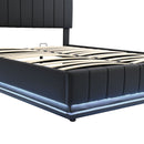Upholstered Bed With Hydraulic Storage System And LED Light, With Sockets And USB Ports