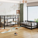 Metal Twin Size Triple Bunk Bed With Trundle, Black