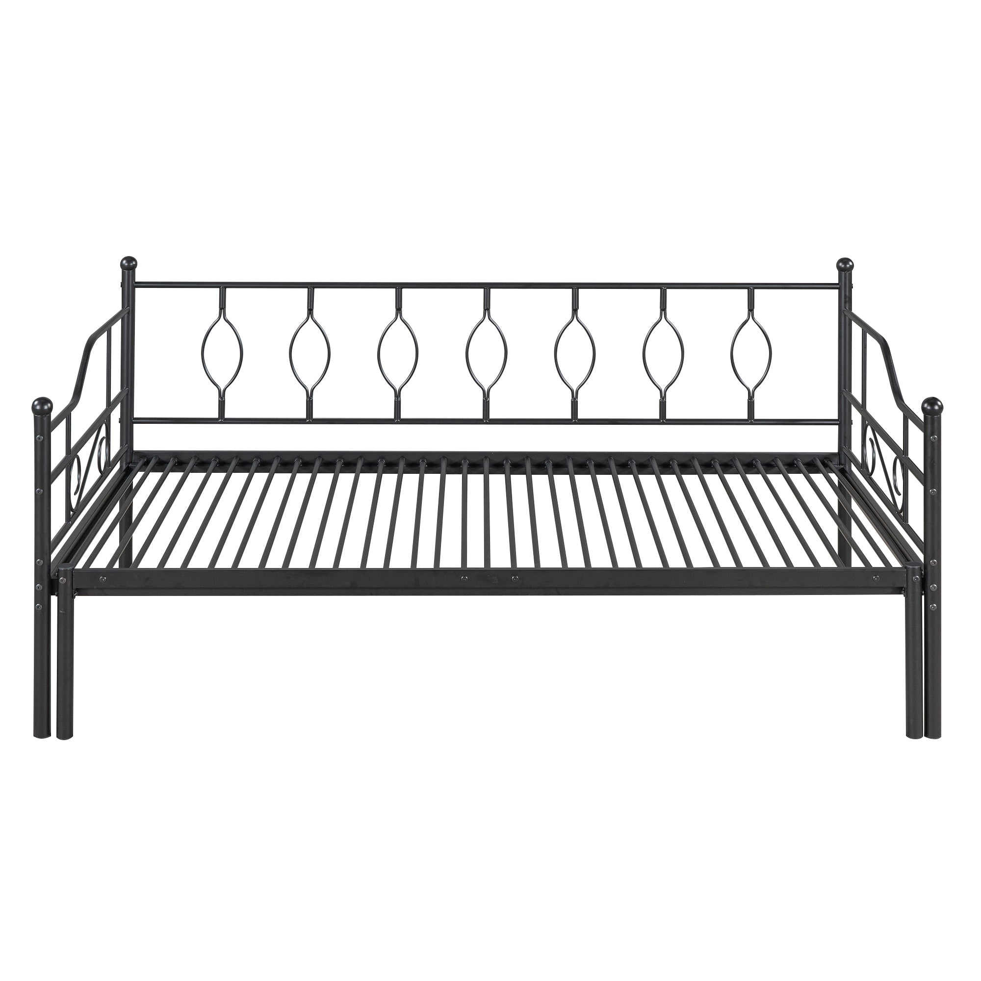 Twin Size Metal Daybed with Trundle, Daybed with Slat No Box required Black - Atlantic Fine Furniture Melbourne FL