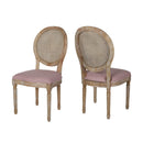 Elegant Dining Chair Set With Cane And Fabric Upholstery