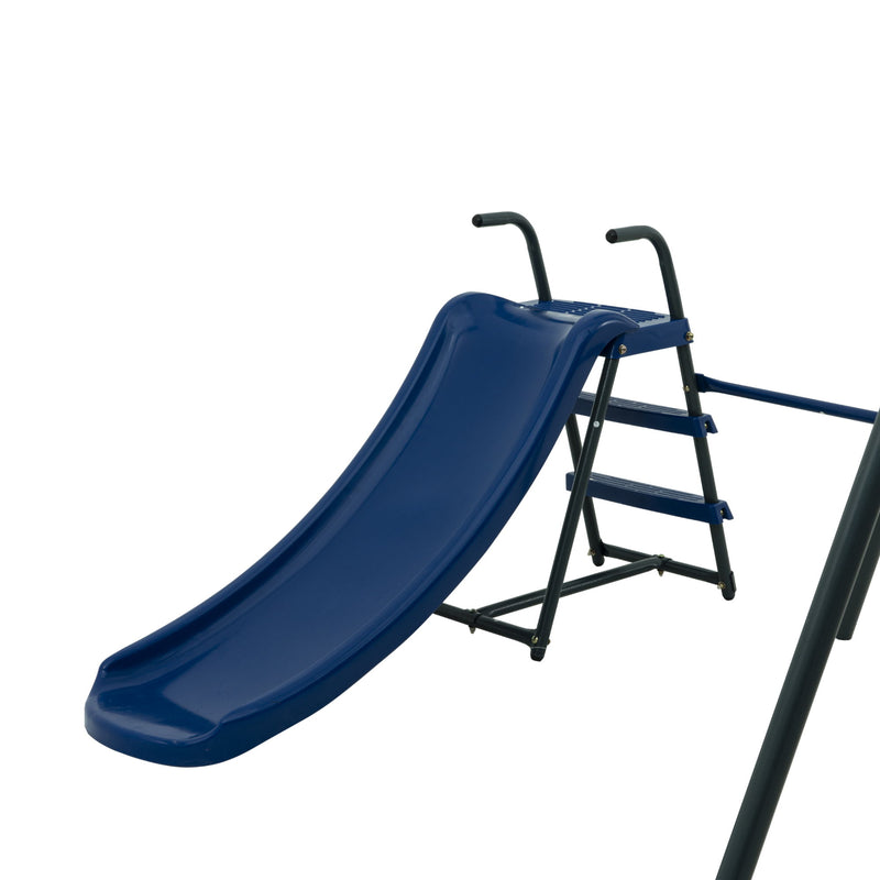 Interesting Six Function Swingset With Net Swing Metal Plastic Safe Swing Set 440Lbs For Outdoor Playground For Age 3+ With 31.5" Net Swing - Gray / Blue