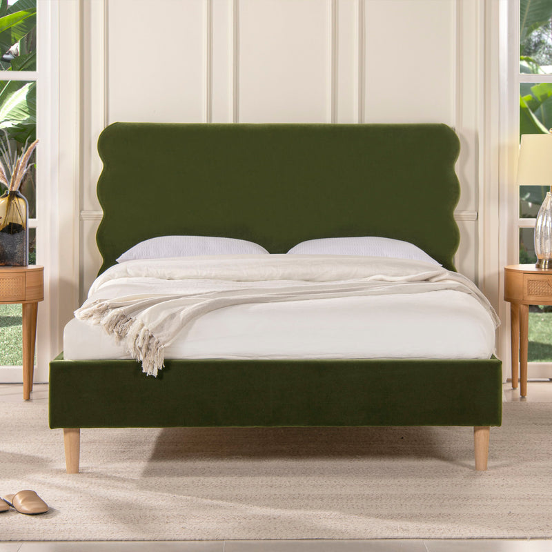 Stockholm - Modern Wavy Headboard Platform Bed