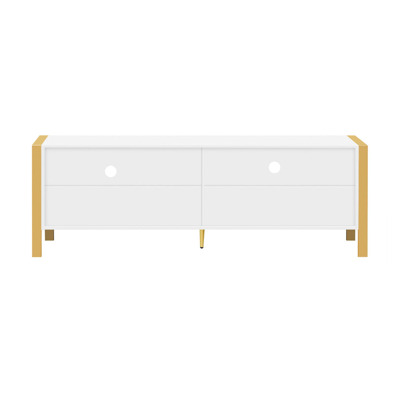 Modern Minimalist TV Stand With 2 Spacious Cabinets