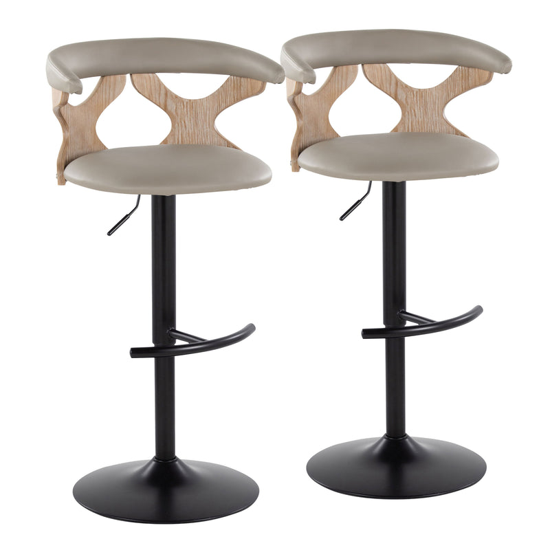 Gardenia - Contemporary Adjustable Barstool & Swivel With Rounded T Footrest (Set of 2)