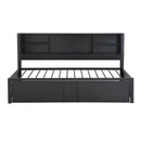 Industrial Metal Daybed With Trundle, Storage Shelves, USB Ports