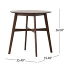 Round Counter Height Dining Table With Thick Rubberwood Legs And Support Beams - Walnut