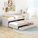 Upholstered Simple Design Daybed With Trundle And 3 Drawers
