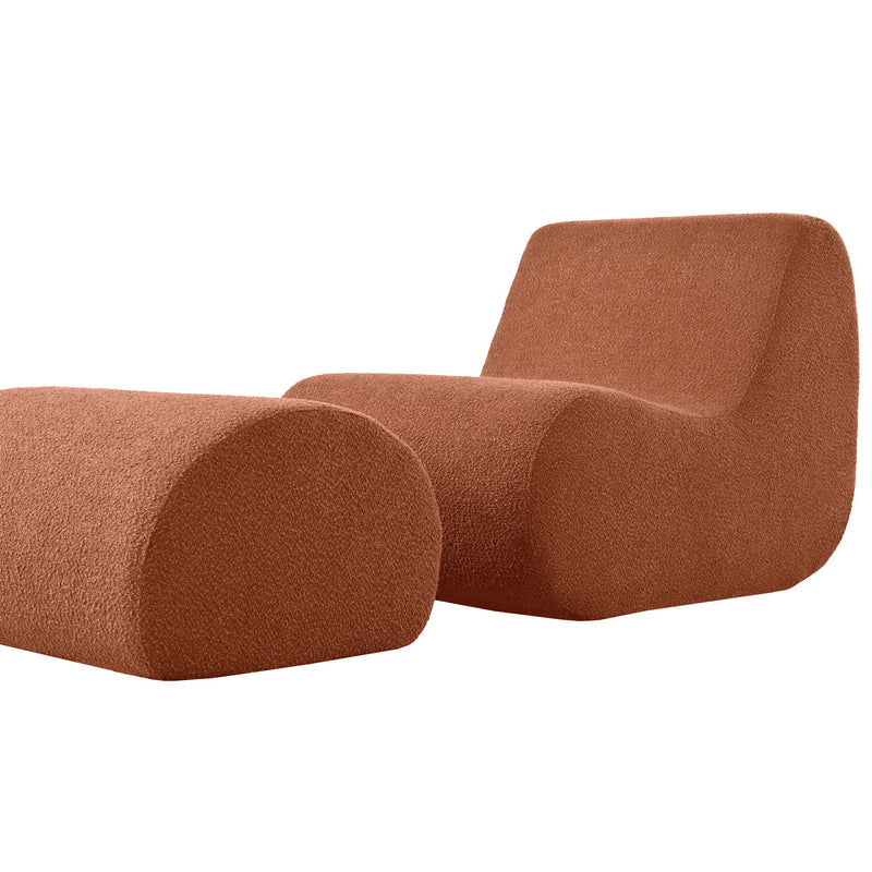 Curved Lounge Chair With Ottoman And High Resilience Foam