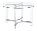 Keeling - 5 Piece Round Glass Top Acrylic Dining Set - Chrome