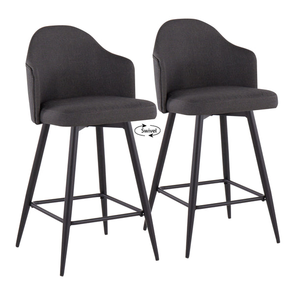 Ahoy - Contemporary Fixed Height Counter Stool With Square Footrest (Set of 2)