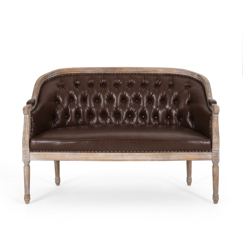 French Country Chesterfield Style Tufted Loveseat