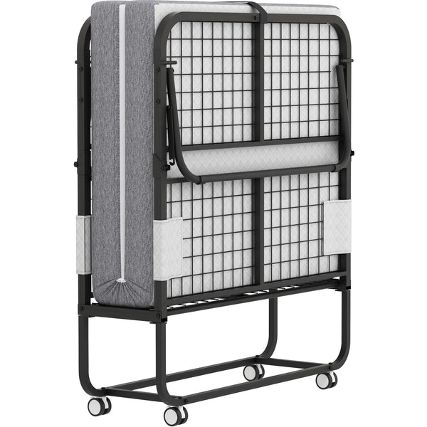 Folding Bed with Mattress 75' x 38' Rollaway Guest Bed Portable Foldable Bed for Adults with 5' Memory Foam Mattress Space-Saving Sturdy Metal Frame Grid Style