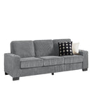 Modern Corduroy Fabric Sofa, 3 Seater Compressed Couch With Cup Holders