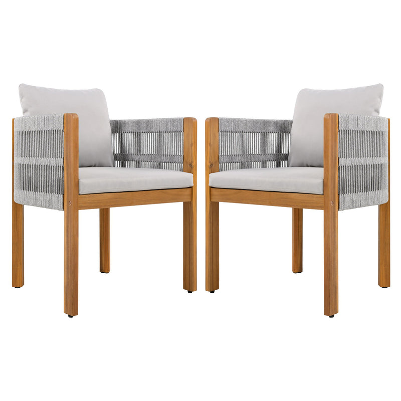 Outdoor Dining Chairs With Rope Handles (Set of 2)