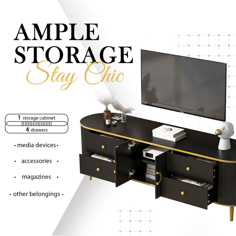 Modern TV Stand With 4 Drawers And 1 Cabinet