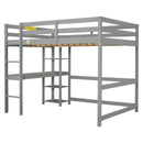 Full Loft Bed with Desk ,Shelves and Ladder, Grey