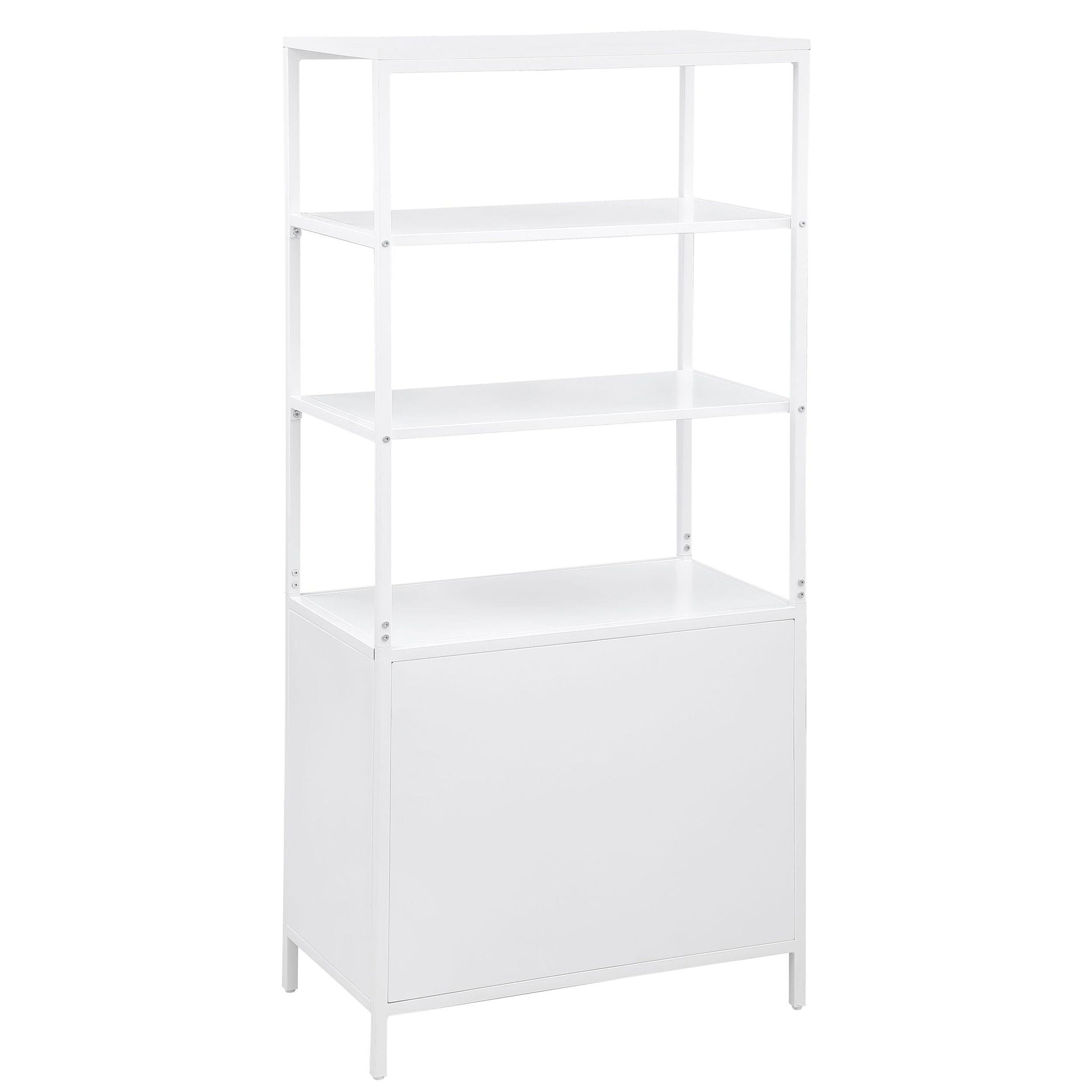 Amherst 3-shelf Radio Weave Cane Metal Accent Cabinet White