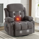 Swinging recliner massage heated sofa, with USB and 2 cup holders in side pockets, PackageA+B (GREY )