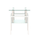 Modern Tempered Glass Tea Table, End Square Table For Living Room