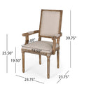 French Country Style Upholstered Dining Chair With Square Backrest
