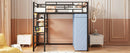 Loft Bed With Desk, Shelves, Power Outlet, LED Light And Wardrobe