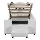 Twin Size Upholstered Daybed with Bear Shaped Headboard, Hydraulic System and Breathable Mesh Fence, White