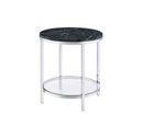 Virlana - Faux Marble Top End Table - Black / Chrome