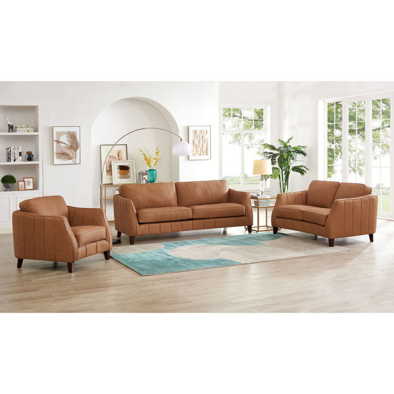 Aria - Top Grain Leather Loveseat - Brown