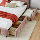 Modern Platform Bed Frame With Thick Chenille Fabric
