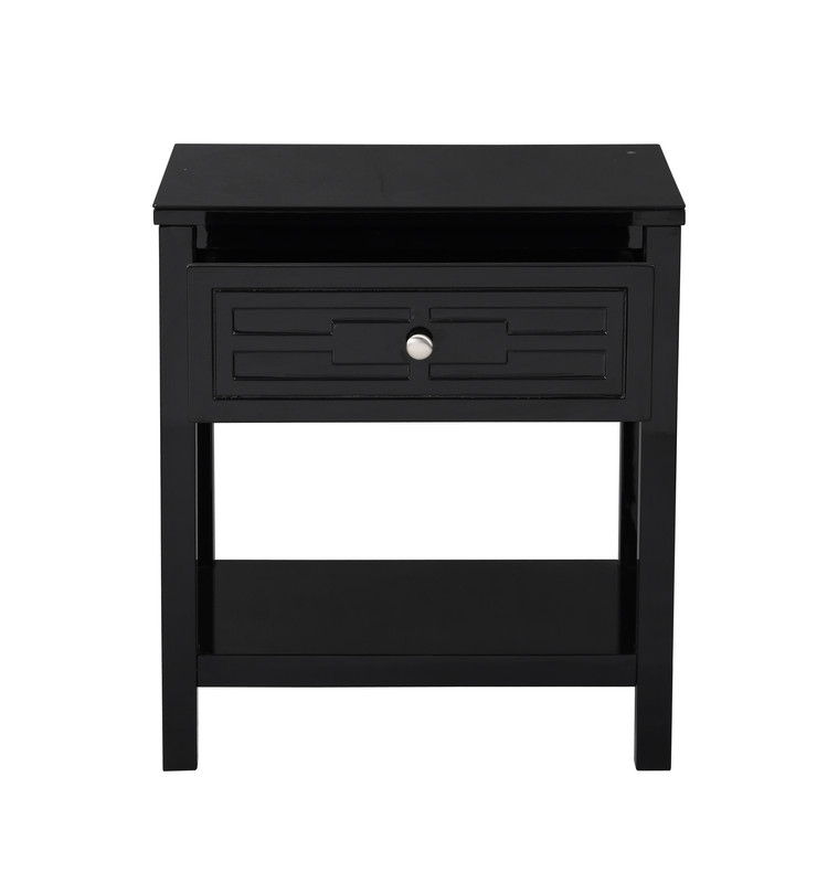 Dylan - Wooden End Side Table Nightstand With Glass Top And Drawer