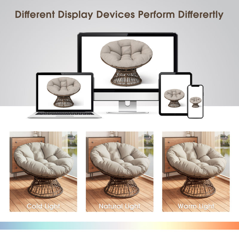 Ergonomic Wicker Chair With Cloud Thick Density Cushion, 3 Proof Cover High Capacity Iron Frame Fluid 360° Swivel