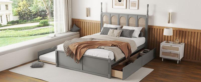 Platform Bed With With 2 Big Drawers With Trundle