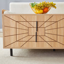 Spider- Web Textured Modern Coffee Table Geometric Art And Practical Design - Natural Wood