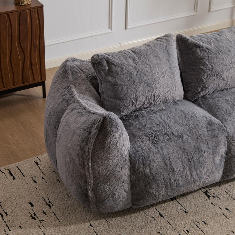 Giant Bean Bag Couch, Ultra Soft Fluffy Loveseat For Living Room Reading Chair With Pillows - Gray