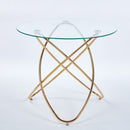 Metal Leg Dining Table With Tempered Glass Top