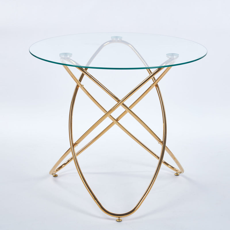 Metal Leg Dining Table With Tempered Glass Top