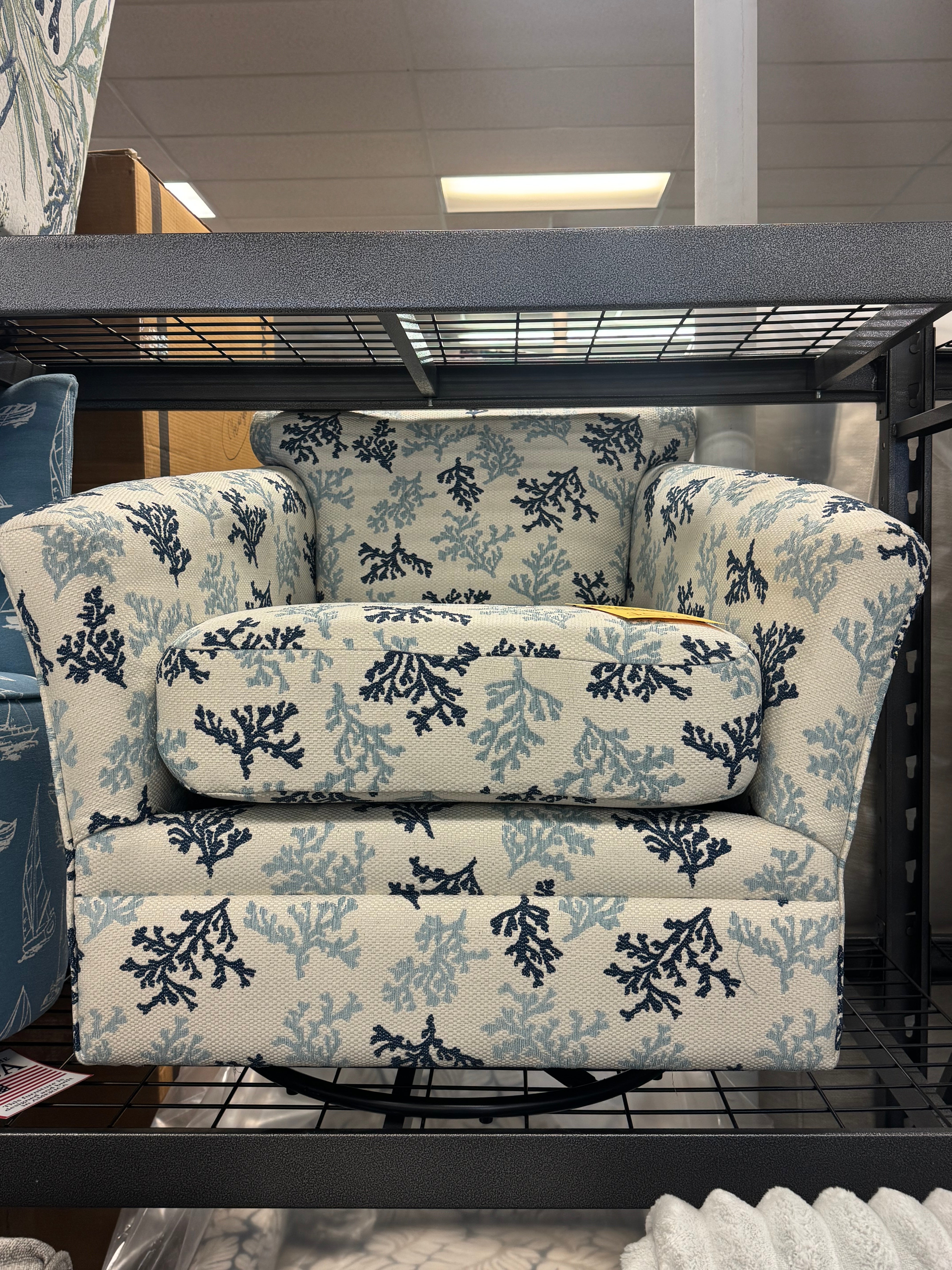 Custom Swivel Barrel Glider Chair *COSA MARINE FABRIC* SHOWROOM MODEL ONLY