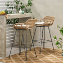Outdoor Rattan Bar Chair With Metal Legs