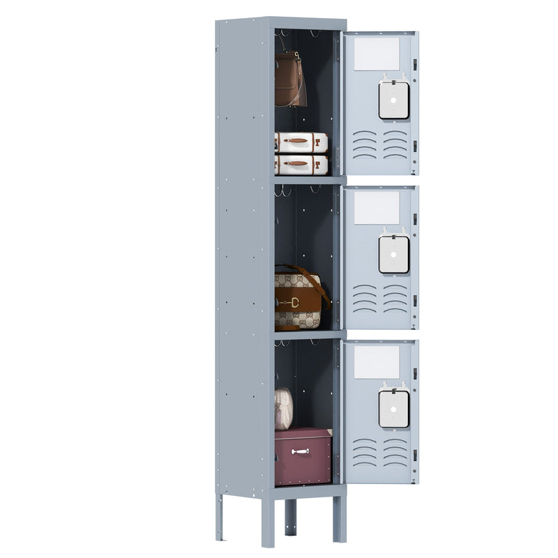 Lockers For Employees With 3 Door Storage Locker Durable For Gym, School, Office - Gray