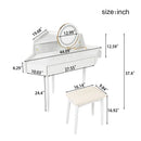 Modern Corner Makeup Vanity Desk With Large Storage, LED Mirror & Stool, Adjustable Brightness, Space Saving - White
