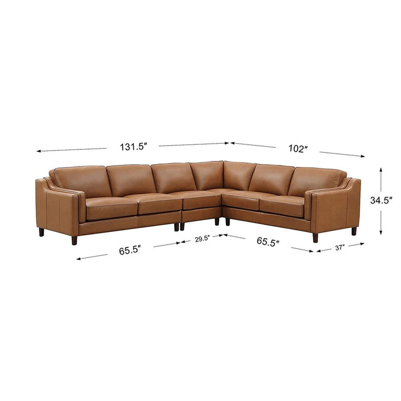 Bella - Leather L-Shape Sectional - Brown