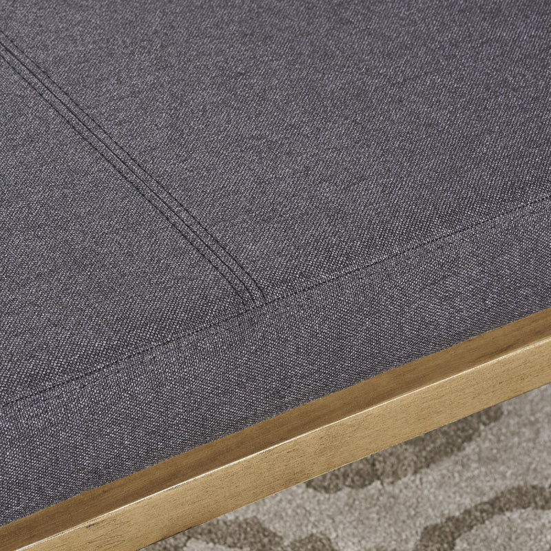 Upholstered Bench With Hairpin Legs - Charcoal Gray