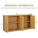 Contemporary Wave Shaped TV Stand With Rattan Doors