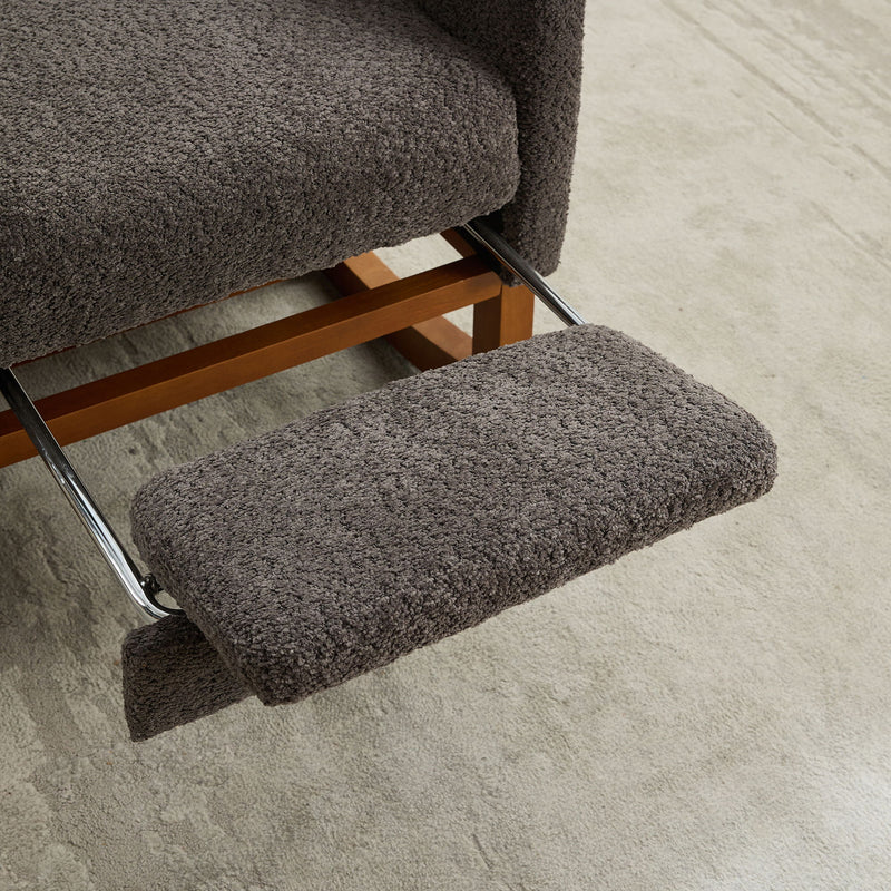 High Back Glider Rocking Chair With Retractable Footrest And Rubber Wood Legs