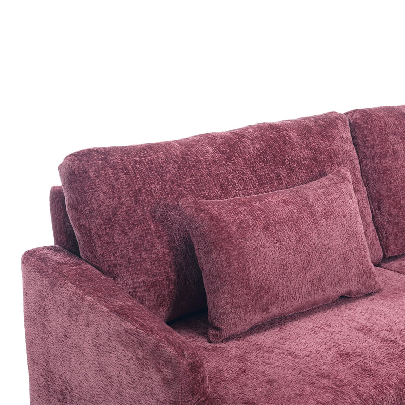 Mid Century Modern Chenille Fabric Loveseat Sofa, 2 Seat Upholstered Couch